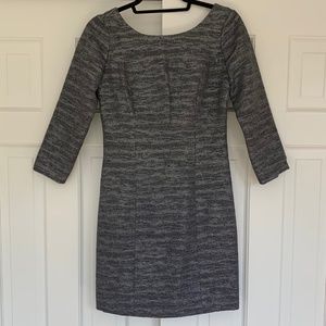Shoshanna Metallic Silver / Grey Tweed Bow Dress